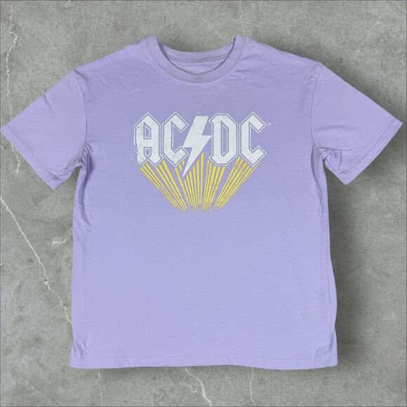 ACDC Tops - AC/DC Band Womens Crop Lightning Logo T-Shirt - Small